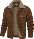 Men's Corduroy Jacket Winter Sherpa Lined Warm Thick Trucker Cargo Coat with 5 Pockets